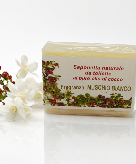 Saponetta Muschio Bianco – puro olio di cocco, lavorata a freddo