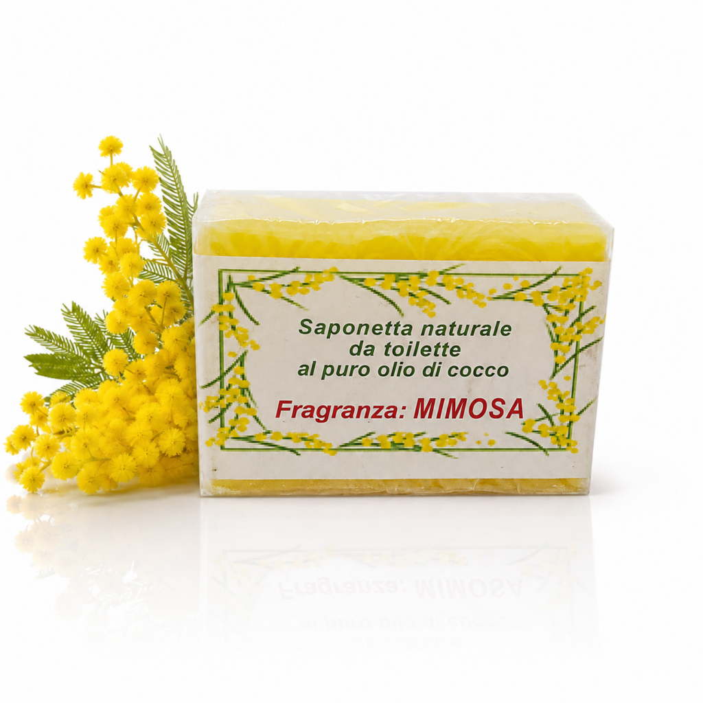 Saponetta naturale Mimosa – puro olio di cocco, lavorata a freddo